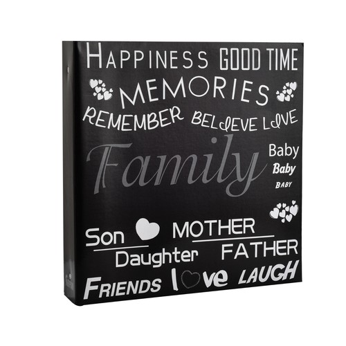 Large black text cover ring - black,